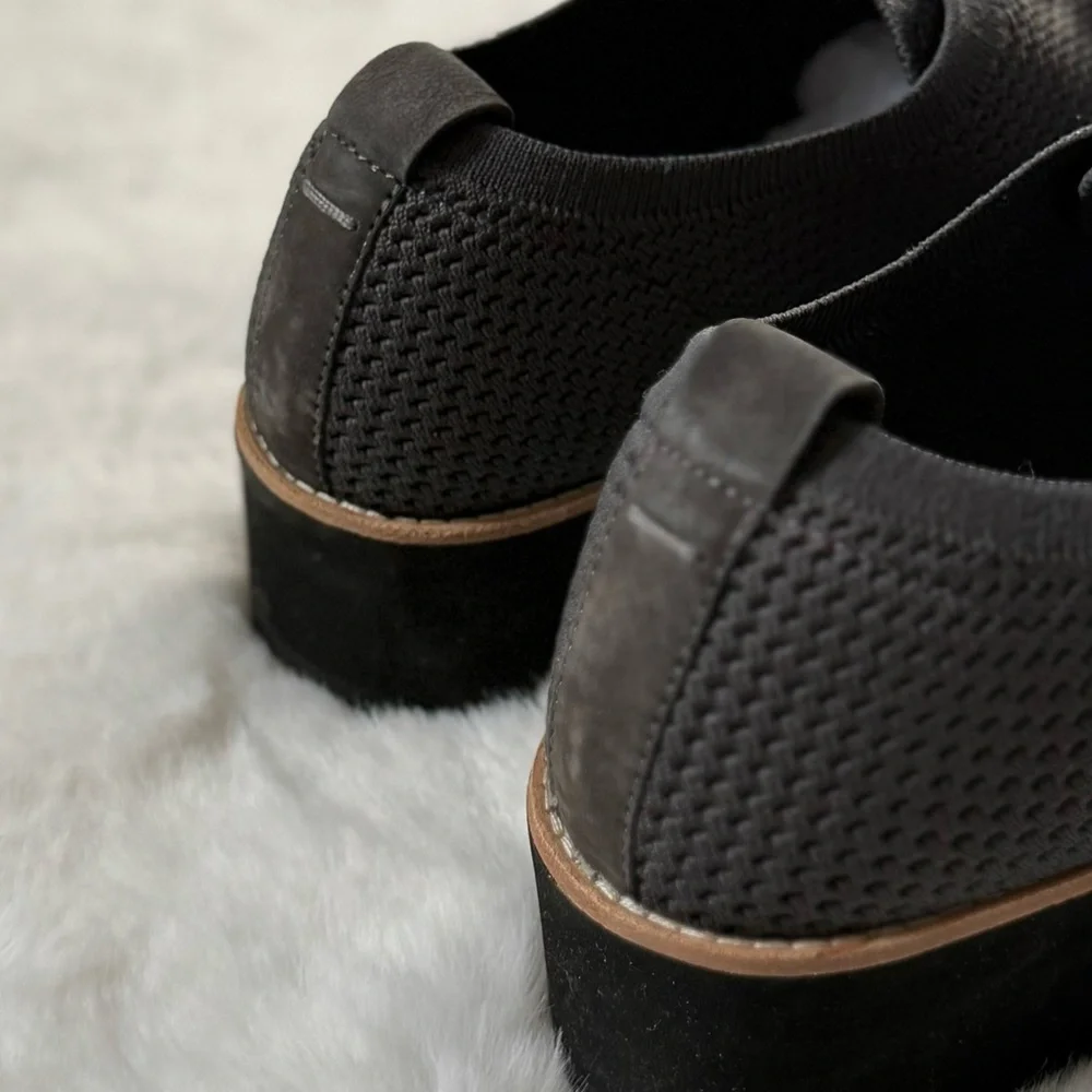 EILEEN FISHER 10 Eddy Knit Platform Oxford Loafers in Graphite Grey • Eddy 2 - Picture 8 of 15
